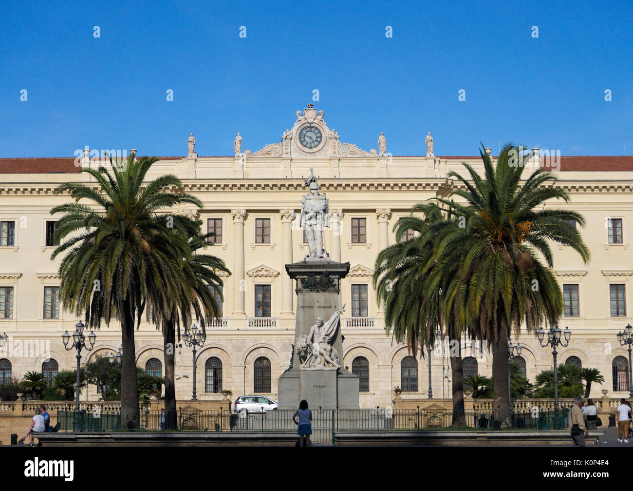 Palazzo della Provincia and monument Vittorio Emanuele II at Piazza Italia, Sassari, Sardinia, Italy Stock Photo