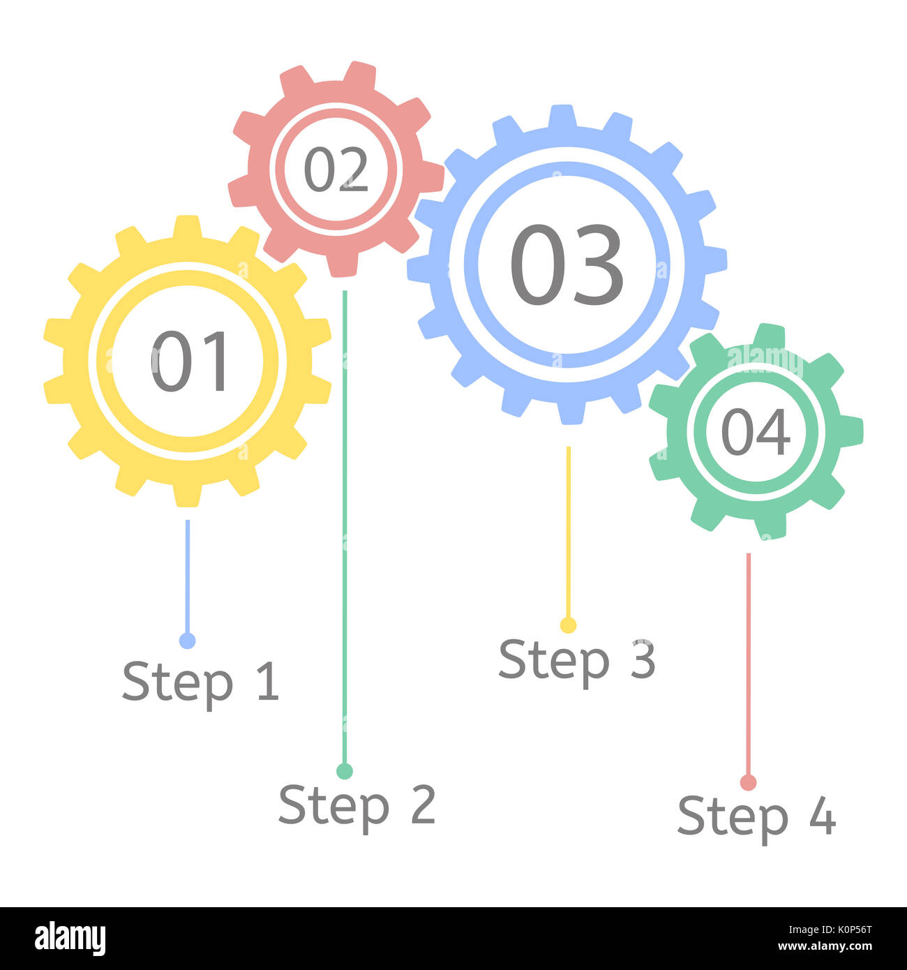 Gear statistic concept. Infographic business template. Cogwheel connection, teamwork. Steps by step. Stock Photo
