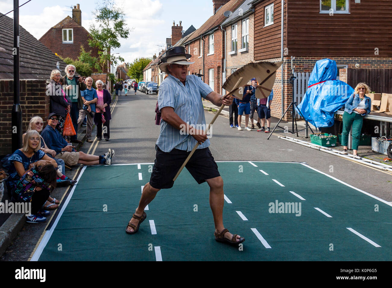 Local People Take Part In A 'Dressage' Competition At The Annual South Street Sports Day and Dog Show, Lewes, East Sussex, UK Stock Photo