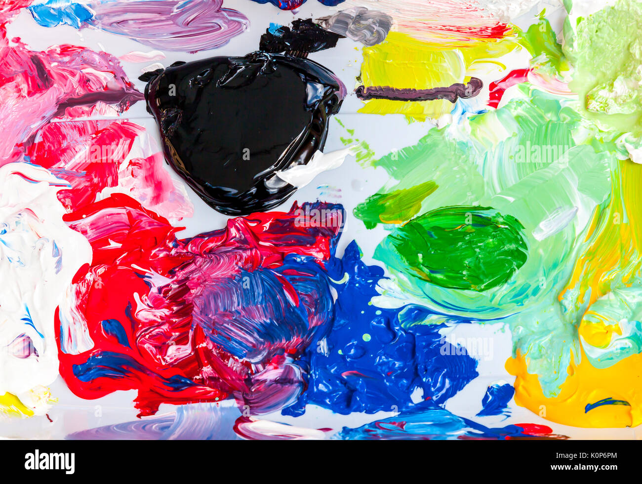 Paint palette with oil paint in abstract version Stock Photo