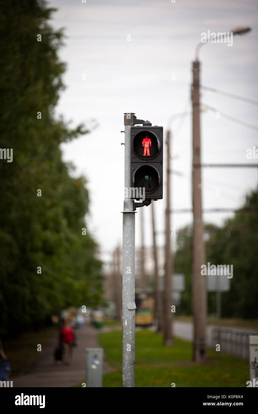 pedestrian traffic lights with red stop signal Stock Photo - Alamy
