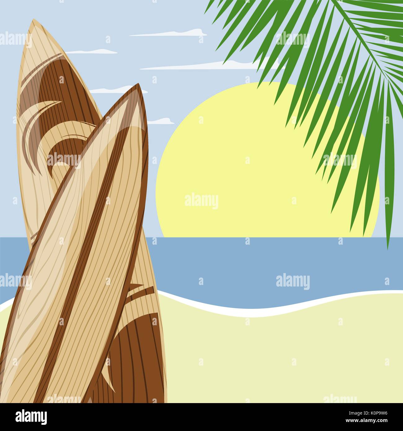 surfboards on beach background with copy space Stock Vector Image & Art ...