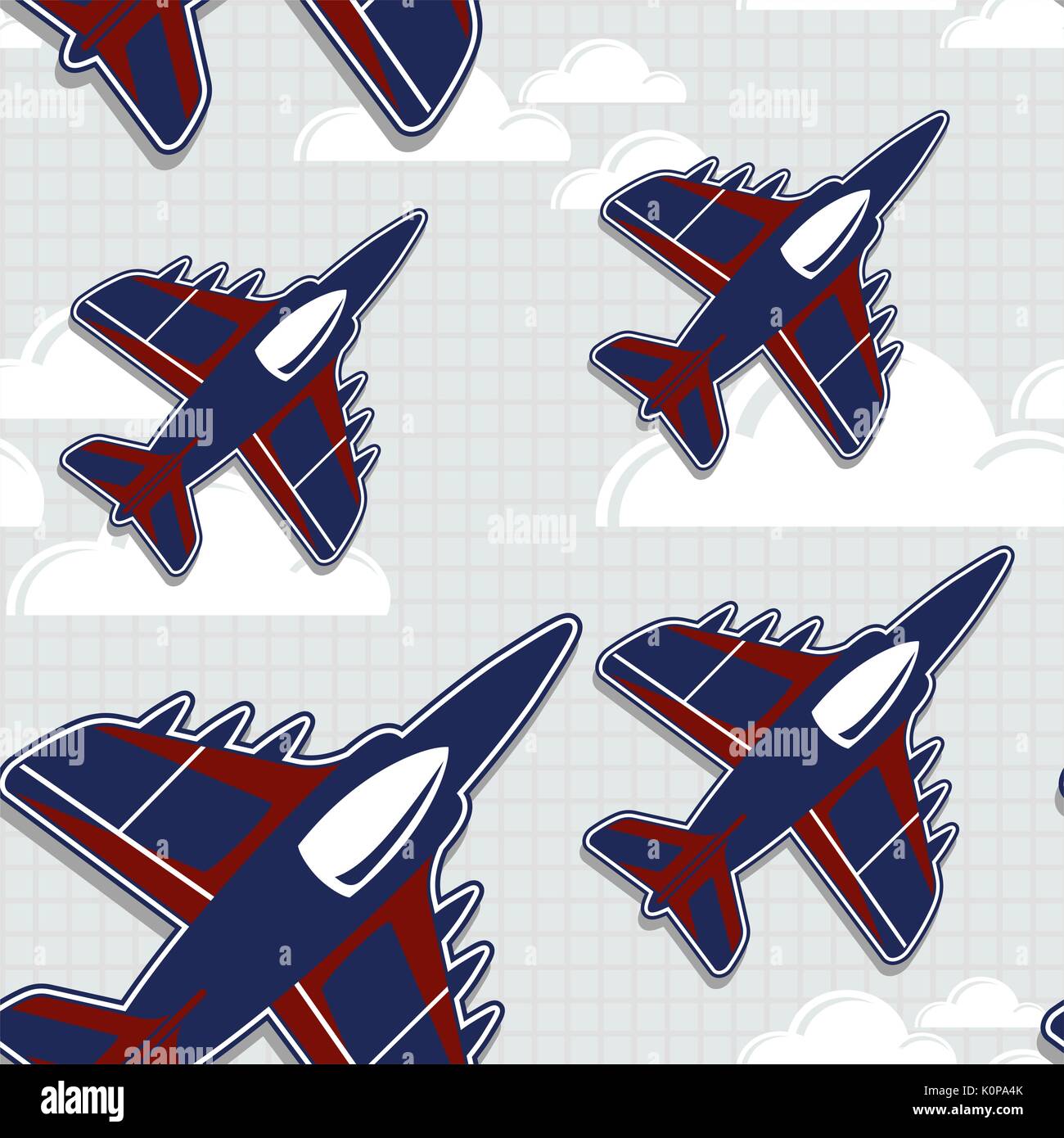 funny jet cartoon pattern for childish decoration in vector format very easy to edit, individual objects Stock Vector