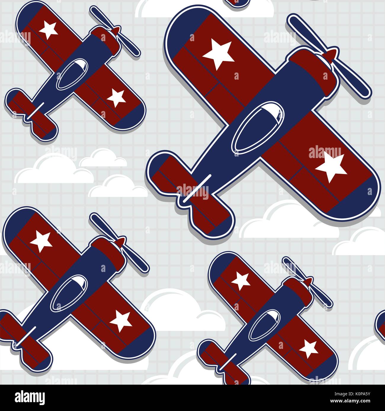 funny airplanes cartoon pattern for childish decoration in vector format very easy to edit, individual objects Stock Vector