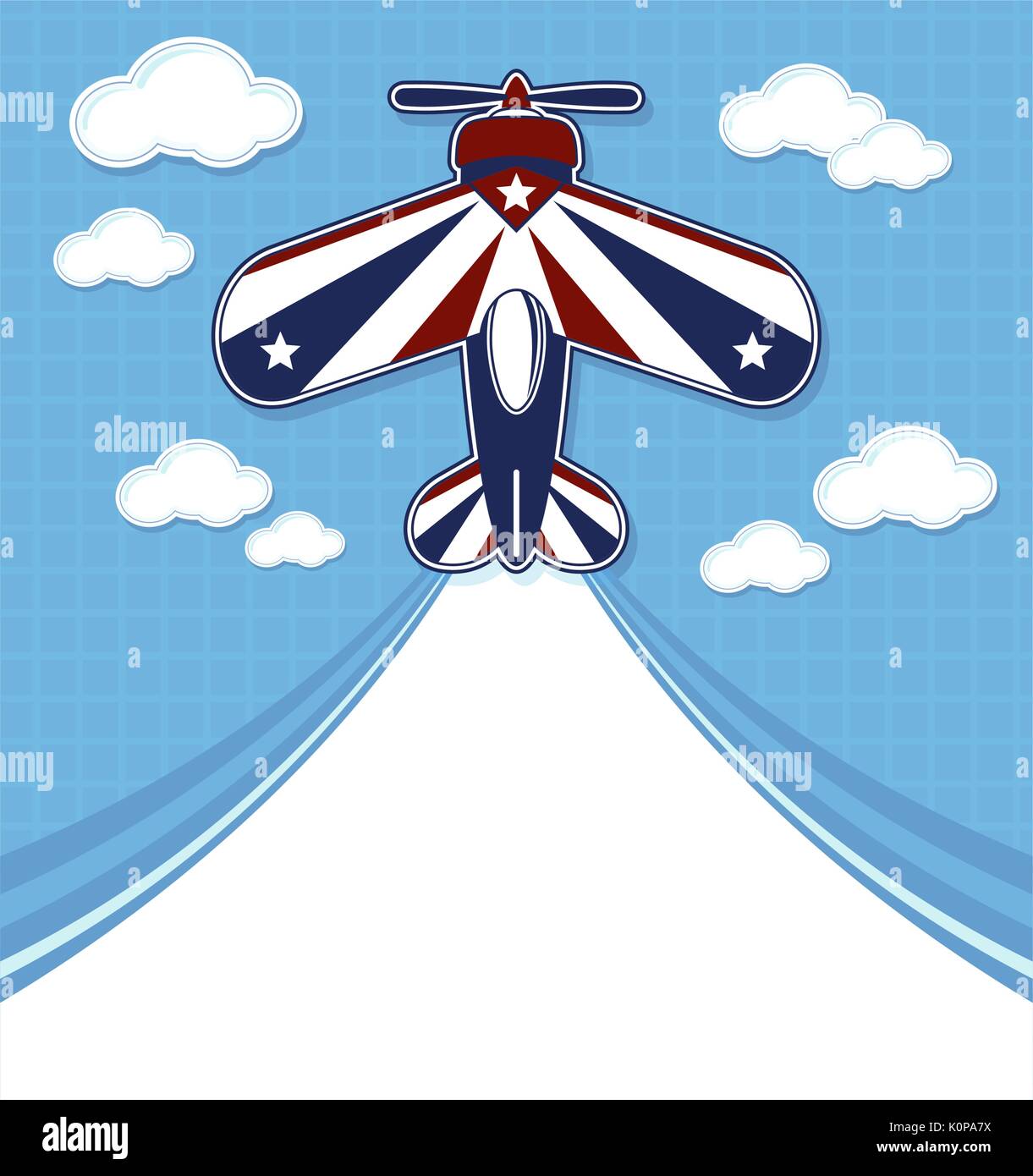funny acrobatic airplane cartoon with blank contrail for copy space on blue  background and clouds Stock Vector Image & Art - Alamy