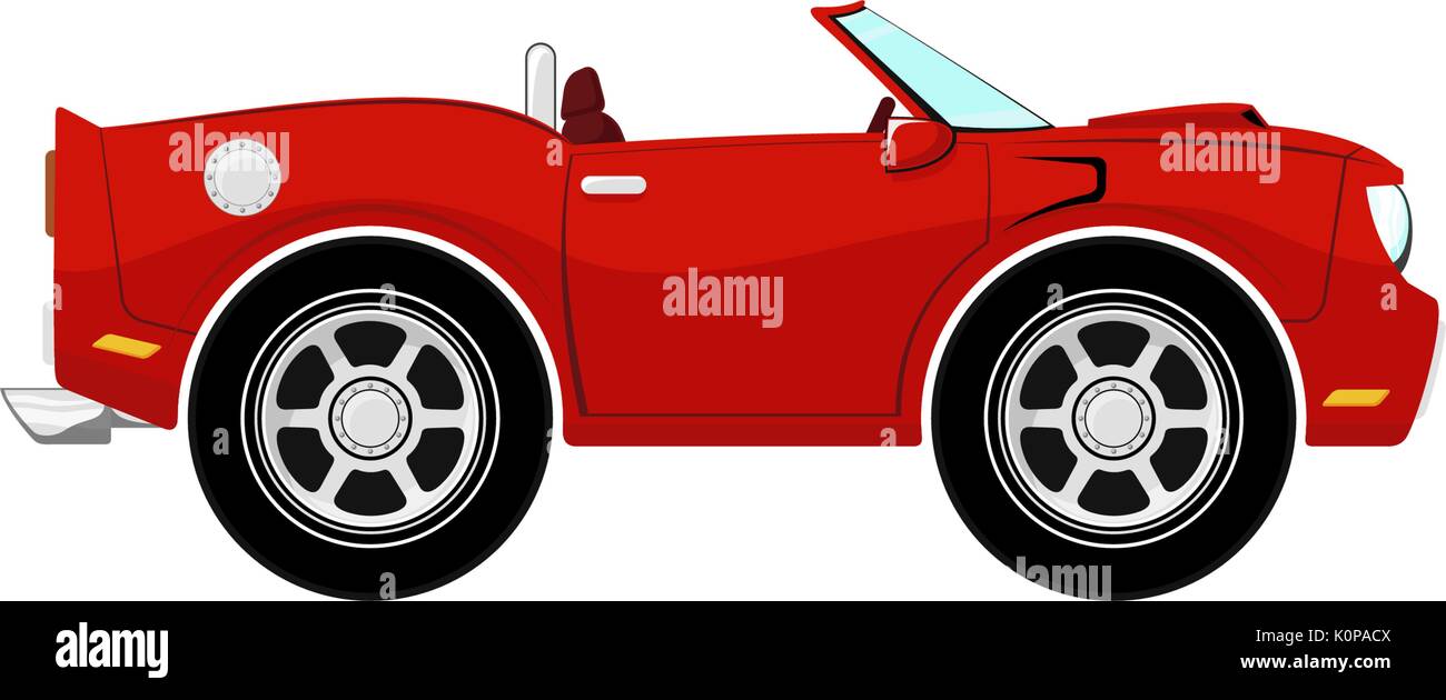 funny red convertible car isolated on white background Stock Vector