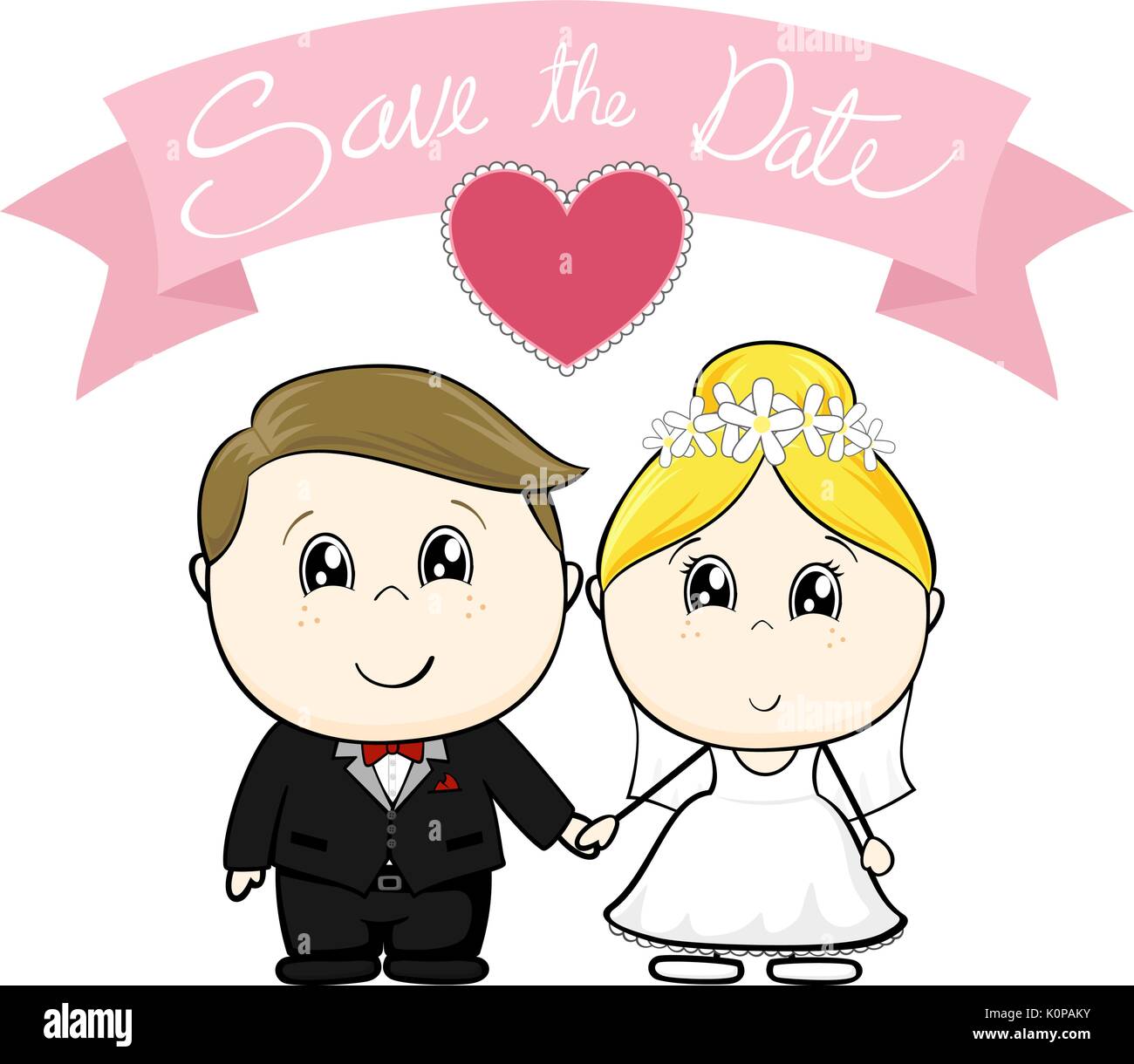 Bride groom cartoon save date hi-res stock photography and images - Alamy