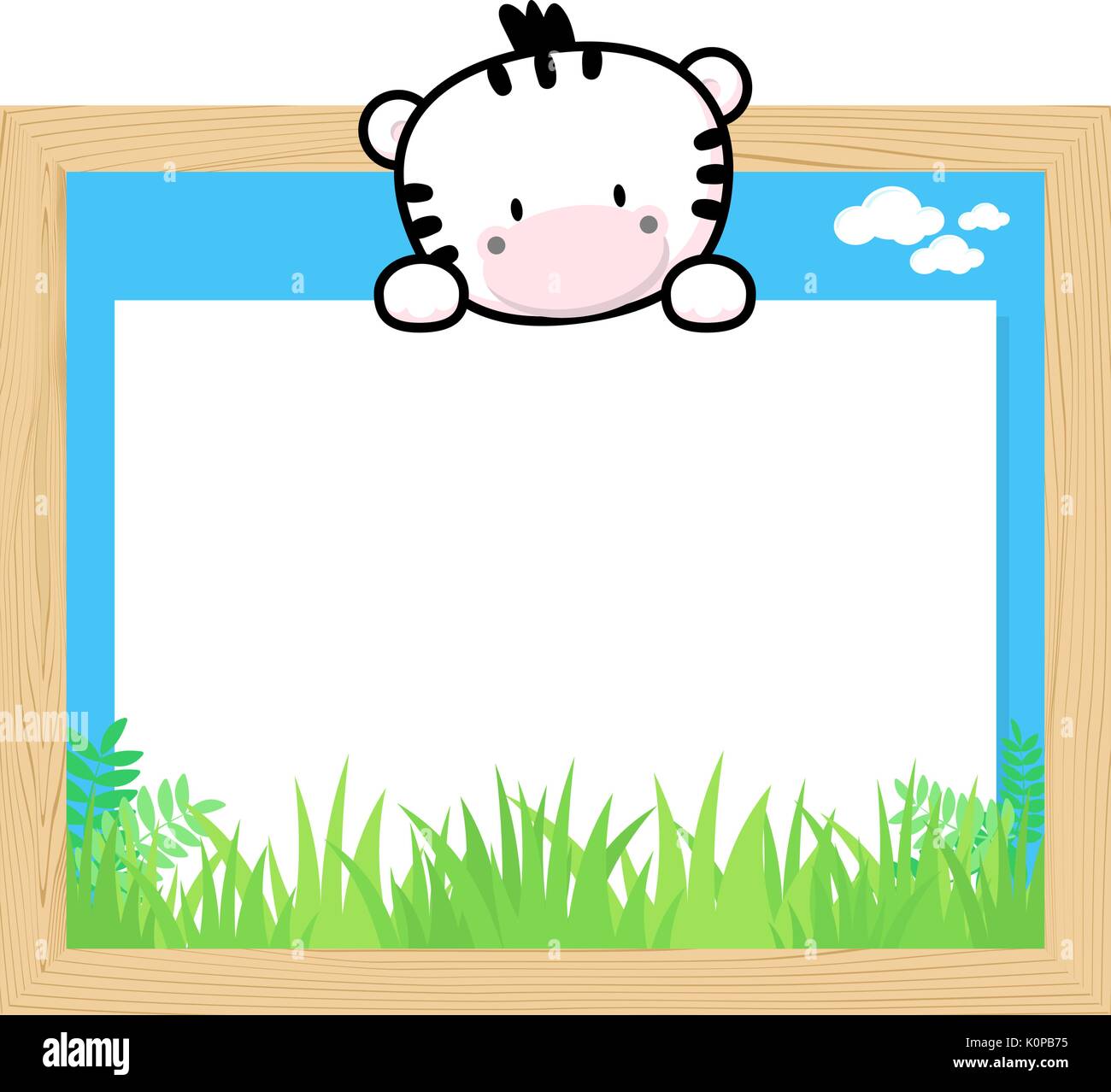 wood frame with cute baby zebra and blank board for copy space, design for  children Stock Vector Image \u0026 Art - Alamy, image size:1300x1278