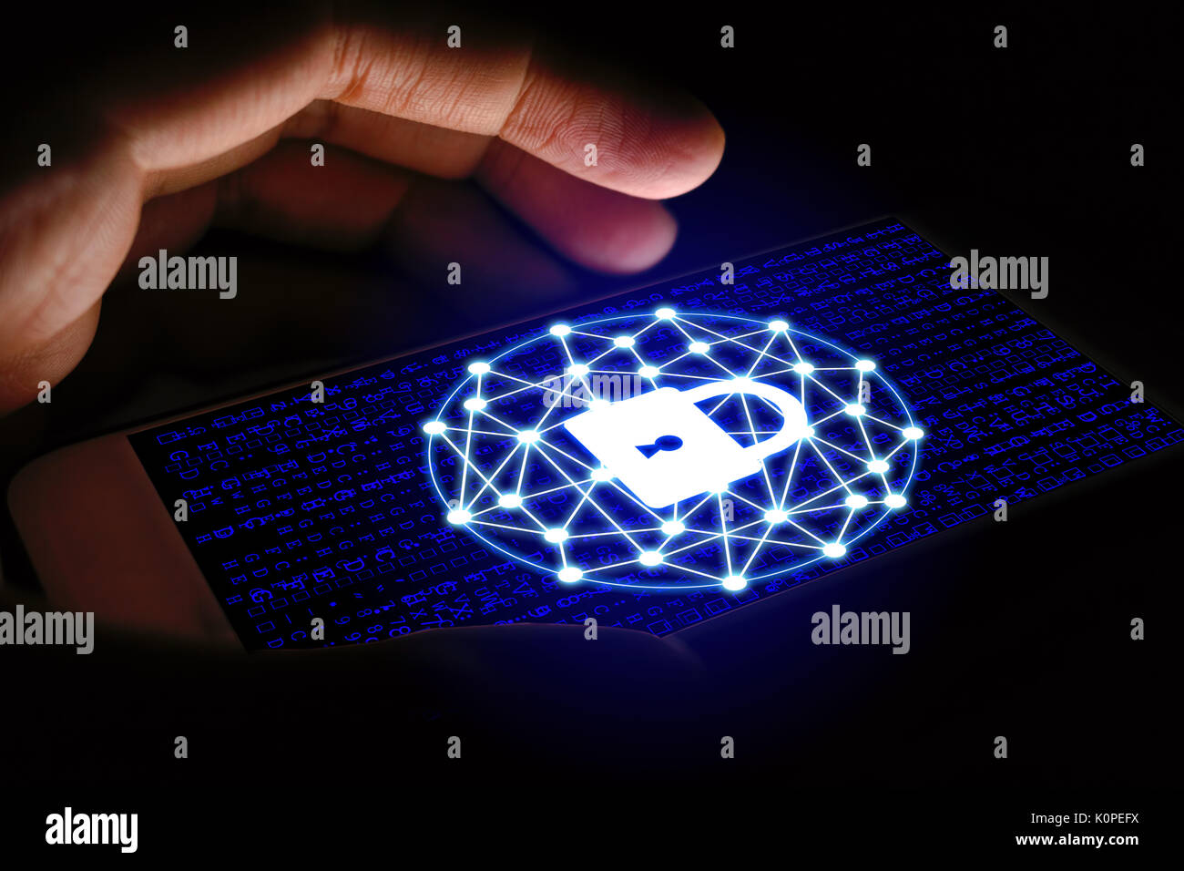 Cyber security concept, Man using smartphone and protect network on ...