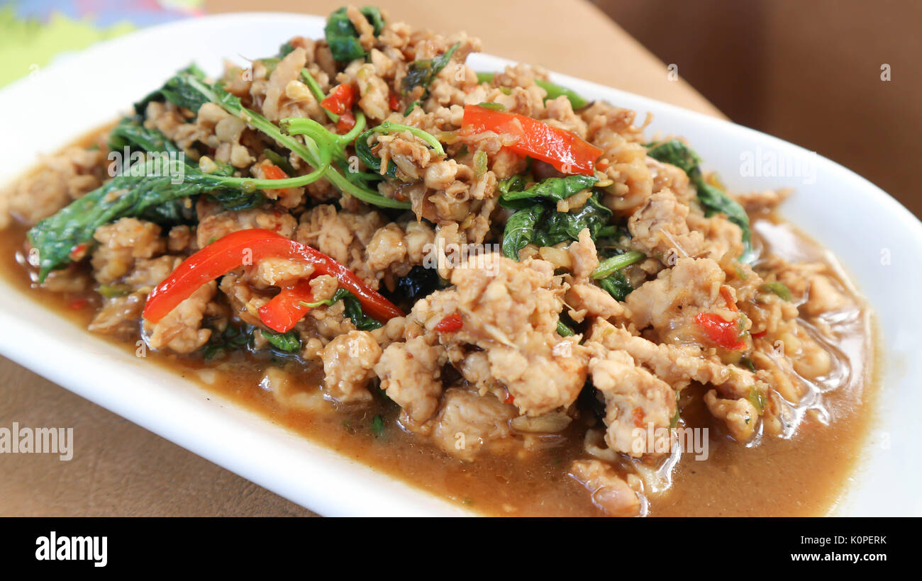 Stir Fried Chicken With Chili And Fennel Thai Food Stock Photo Alamy