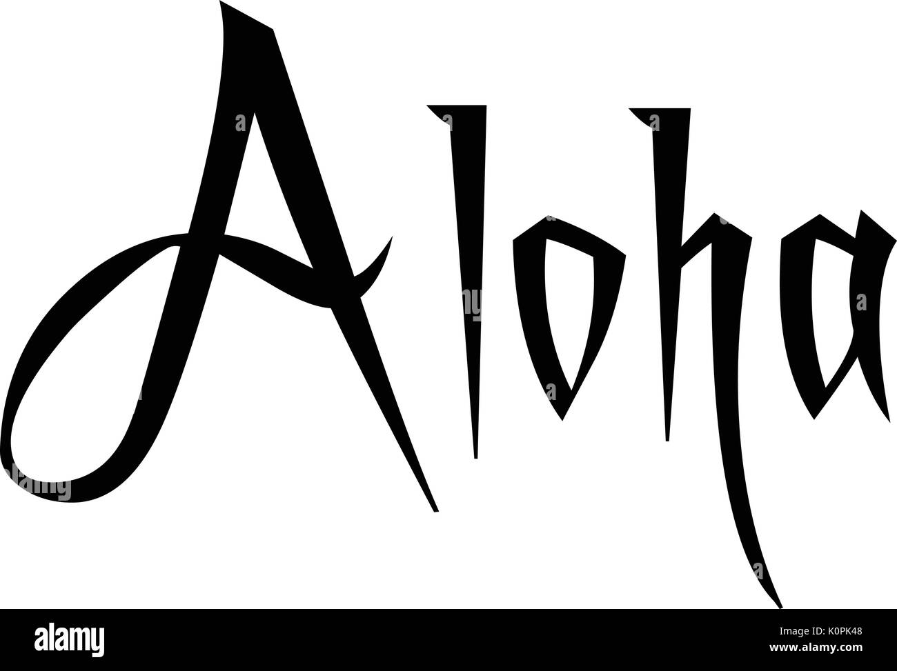 Aloha text sign illustration on white background Stock Vector