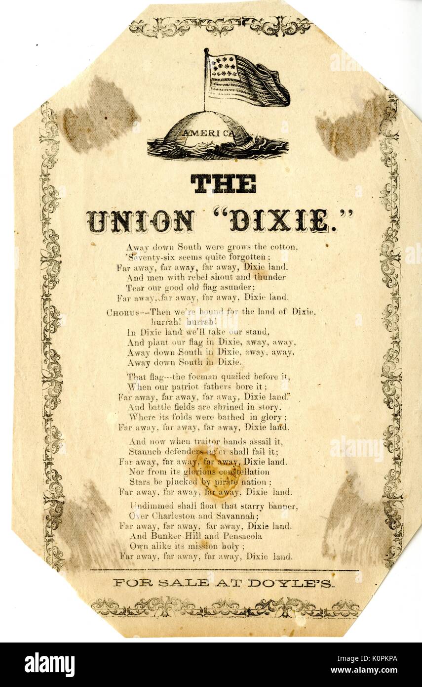 Broadside From The American Civil War Entitled The Union Dixie Stock Photo Alamy