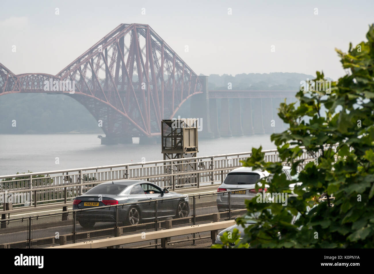 Cars traveling over the Forth Road Bridge a few days before the diversion to the new Queensferry Crossing opening on August 30th 2017 Stock Photo