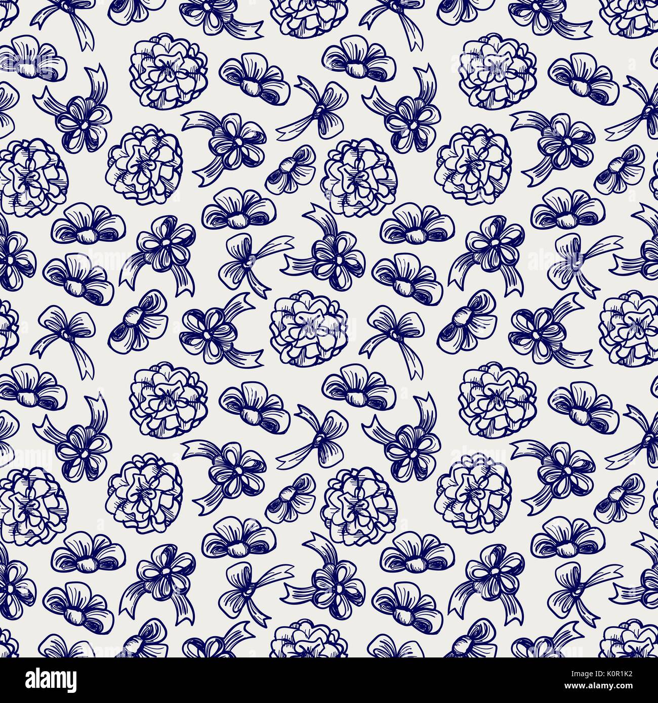 Hand drawn decorative bows seamless pattern, vector illustration Stock ...