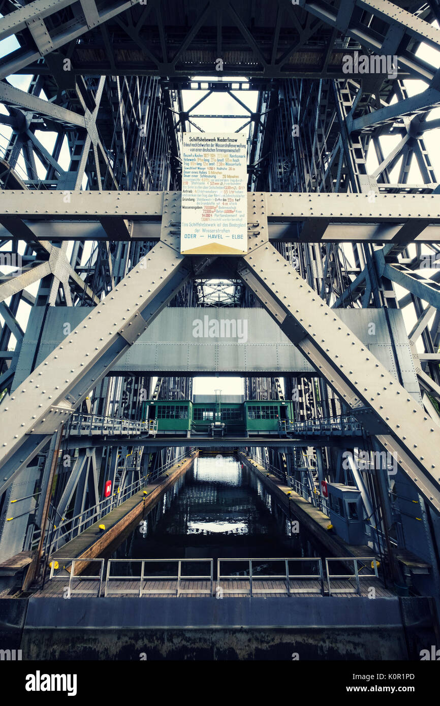 View of historic ship lift at Niederfinow in Brandenburg, Germany Stock Photo