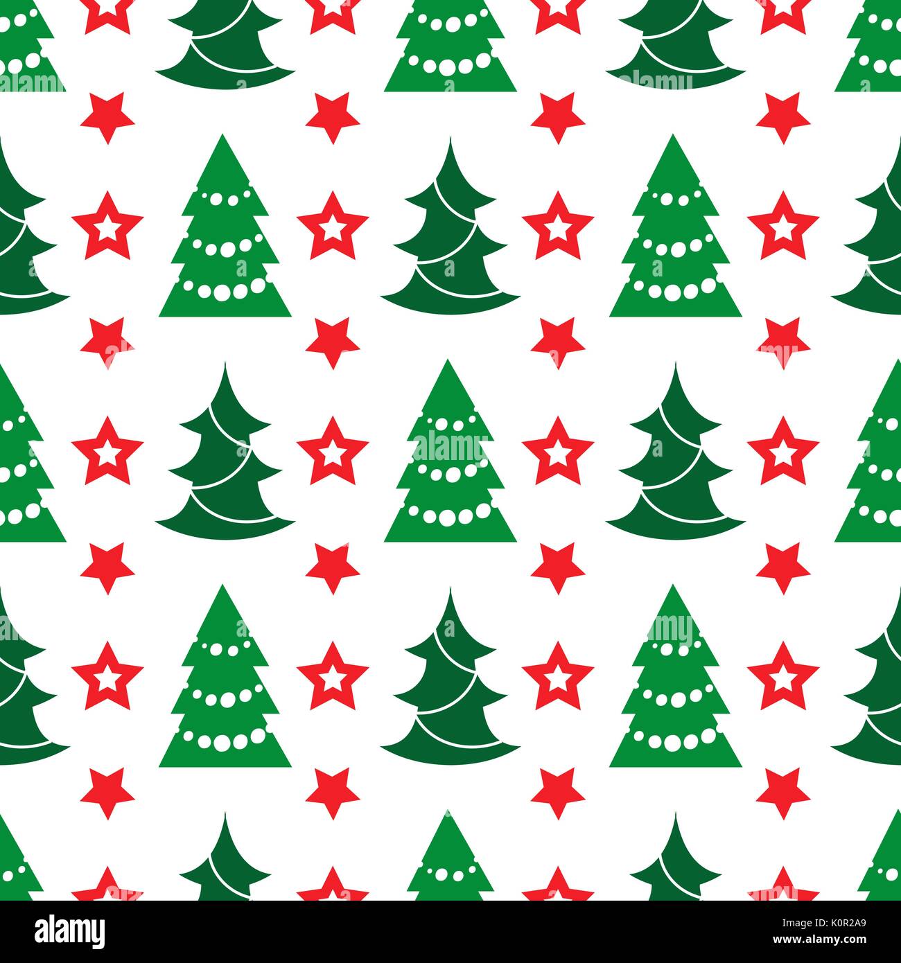 Holidays seamless pattern with Christmas tree and stars, vector ...