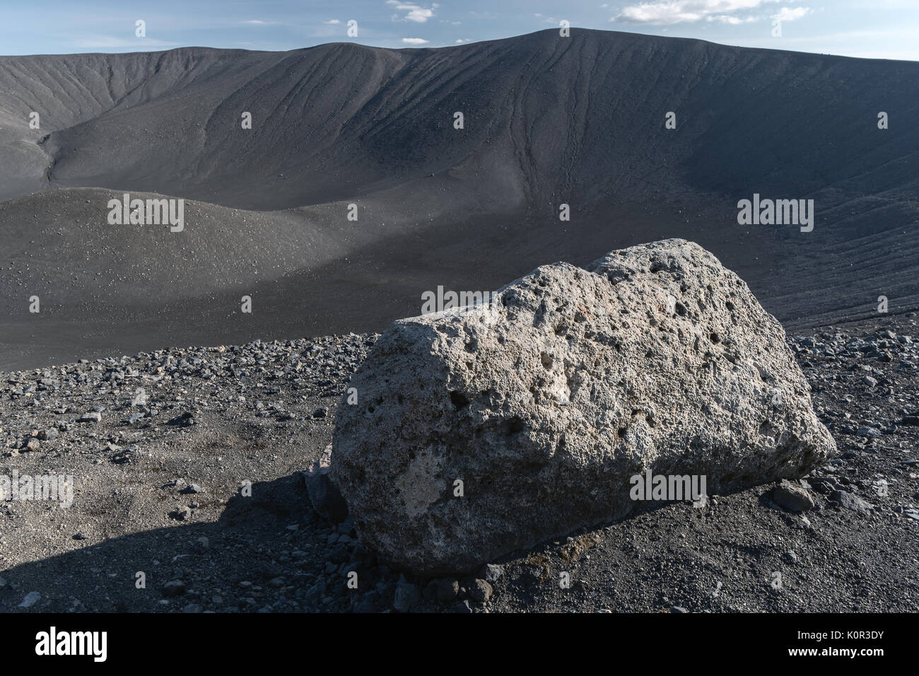 Looking into the Hverfjall cone, Iceland Stock Photo