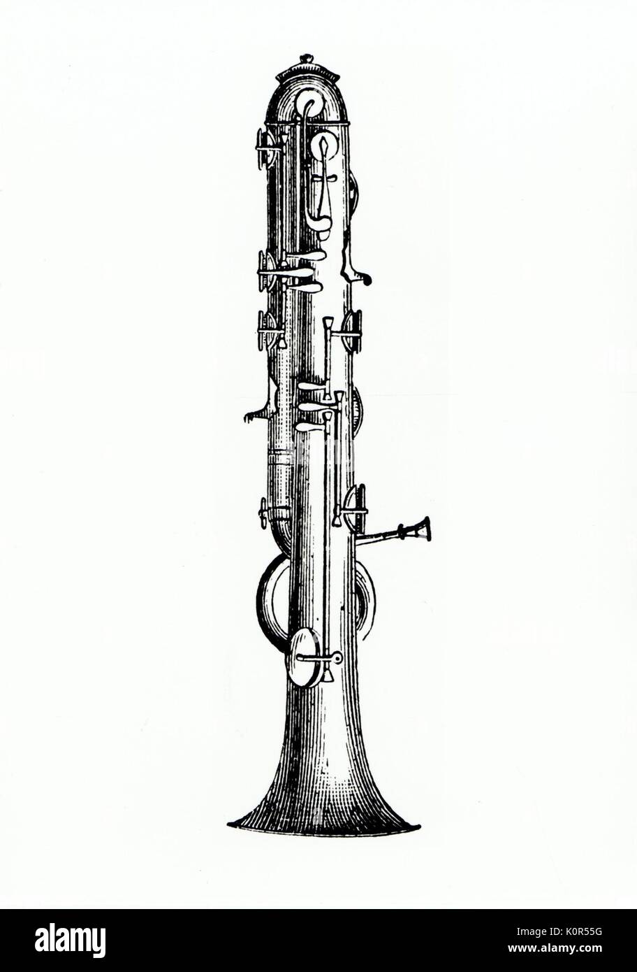 Instruments - brass - Ophicleide Bass brass instrument. Patented by Halary in Paris in 1821. Superseded by bass tuba. Stock Photo
