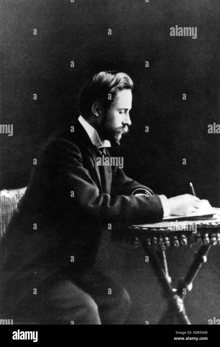 Scriabin, Alexander Nikolaievich writing in 1901 1872-1915. Russian composer and pianist Stock Photo