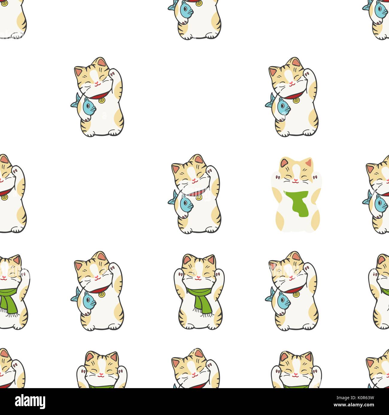 Cute kitten seamless pattern design with white background. Vector ...