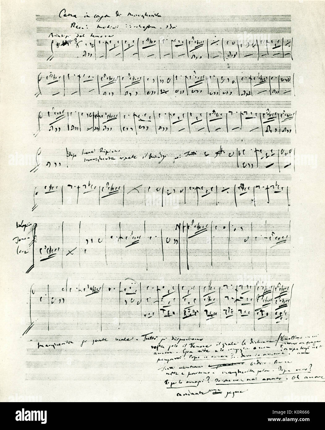 Verdi Traviata score in Verdi's handwriting. Giuseppe Verdi.1813-1901. Italian composer Stock Photo