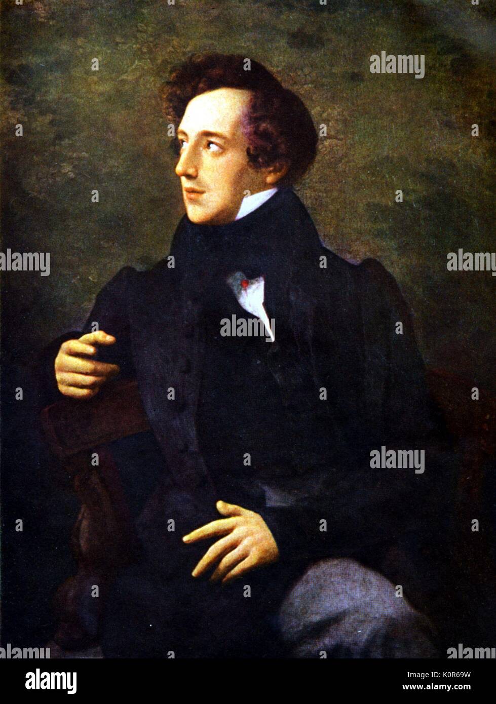 Felix Mendelssohn portrait by W. Hensel German composer, 1809-1847. Stock Photo