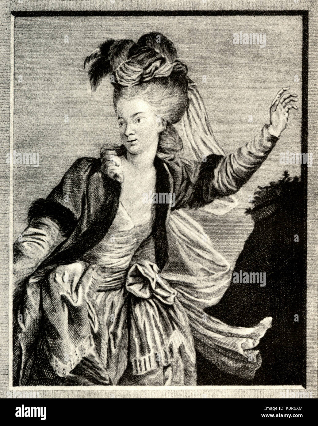 Mozart's sister-in-law Aloysia Weber Lange as Zemire in Gretry's opera 'Zemire et Azor'.  Lithograph by Johann Esaias Nilson, 1784. Stock Photo