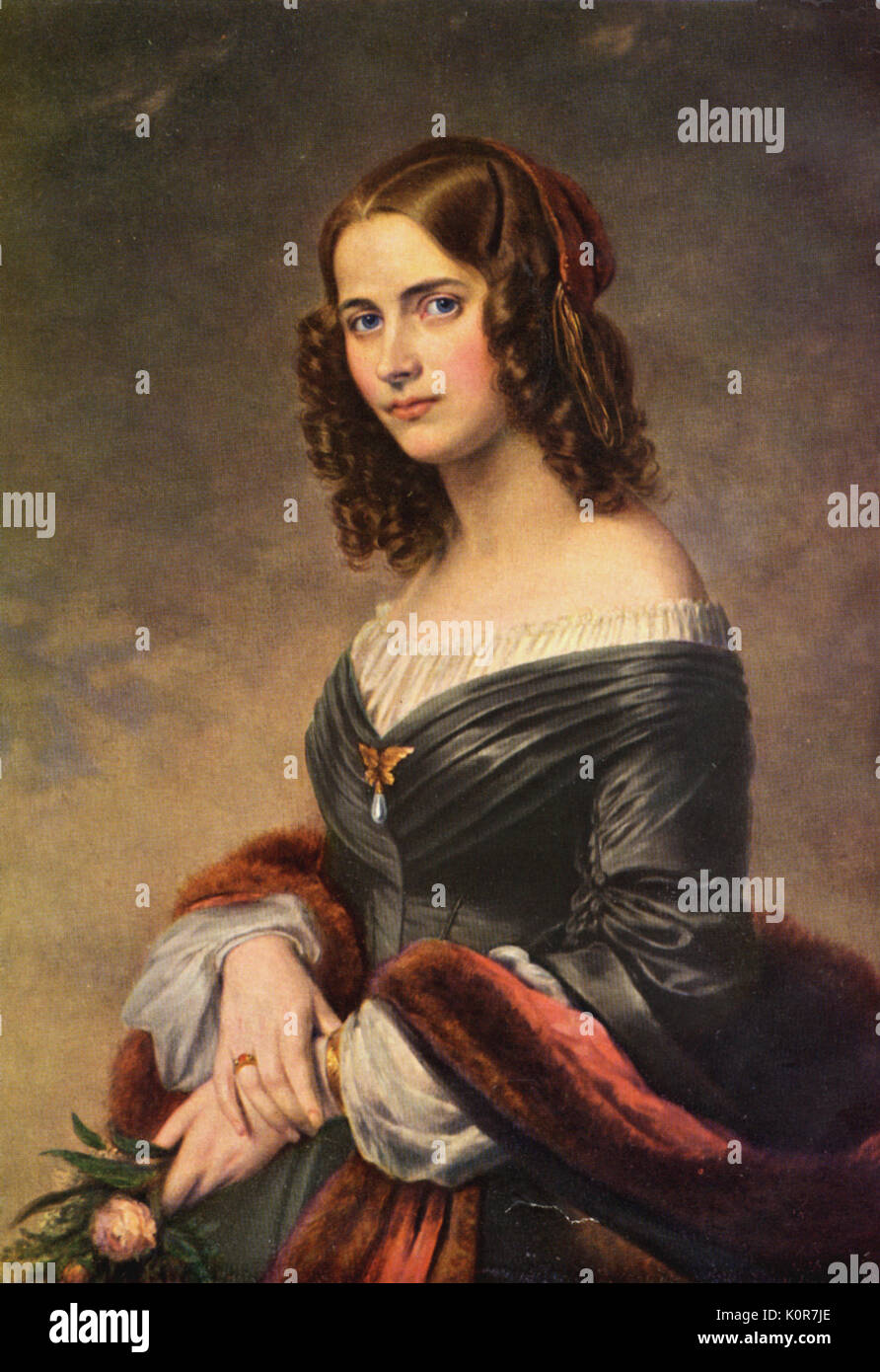 Cécile (or Cacilie) Mendelssohn Bartholdy (née Jeanrenaud) -  wife of German composer Felix Mendelssohn. After painting by Edouard (or Eduard) Magnus (German artist: 7 January 1799 - 8 August 1872 . CMB, 1817 - 1853. Stock Photo