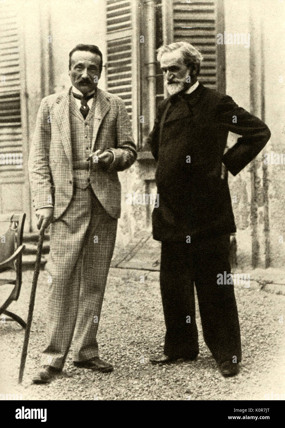 Verdi & Boito at Sant'  Agata Italian composer (1813-1901).  Italian poet and composer (1842-1918). Stock Photo