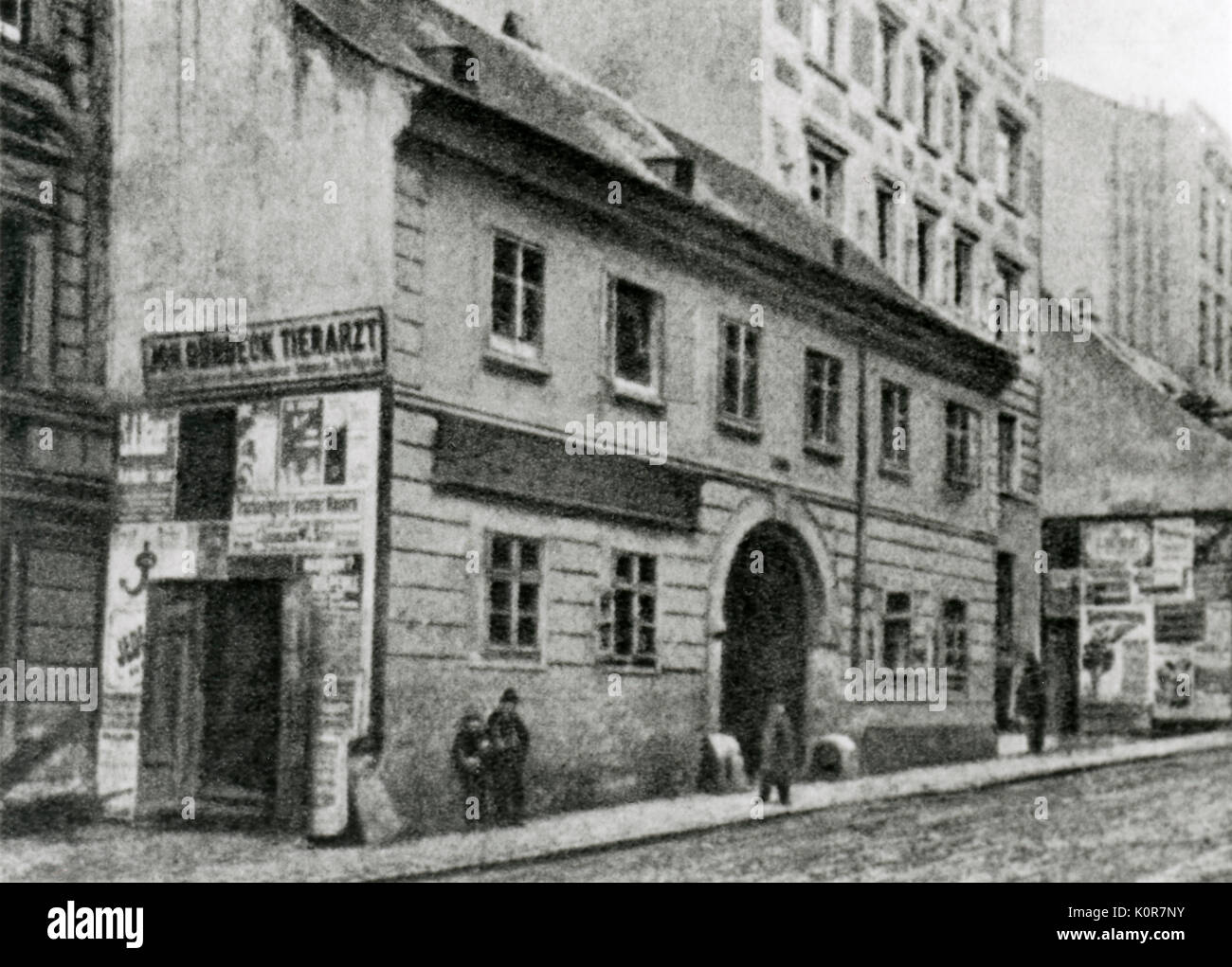 Schubert. The old schoolhouse at Himmelpfortgrund 10 (now Saulengasse 3) Vienna. Franz Schubert Stock Photo