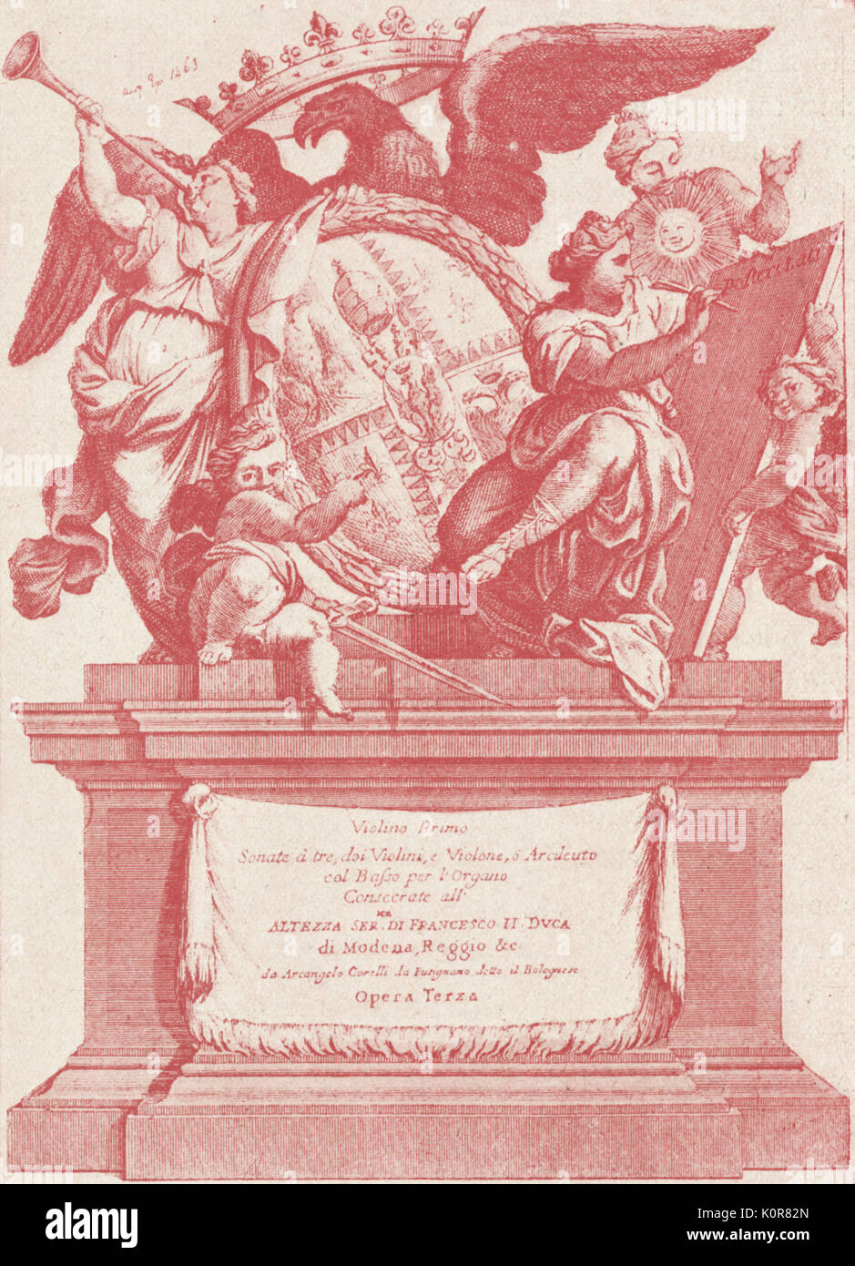 CORELLI, Arcangelo - Sonate a tre (op.3). Italian violinist and composer, 1653-1713. G.G. Komarek, Rome 1689 Stock Photo