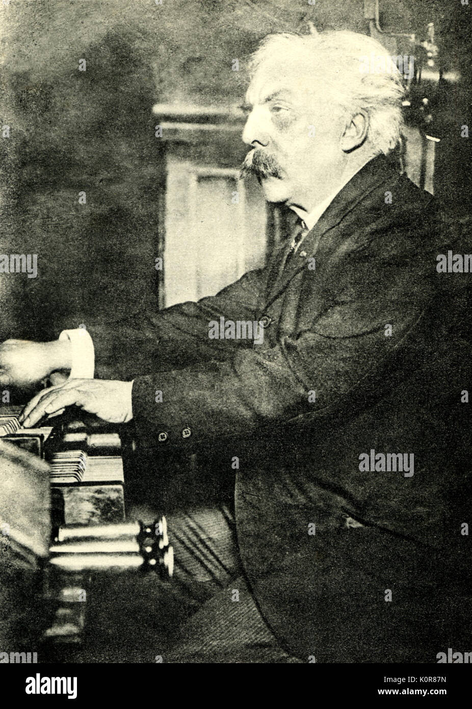 Gabriel Fauré  -  French composer - at the organ at the Église de la Madeleine, Paris (Madelaine Church). ,GF- 1845-1924. Stock Photo