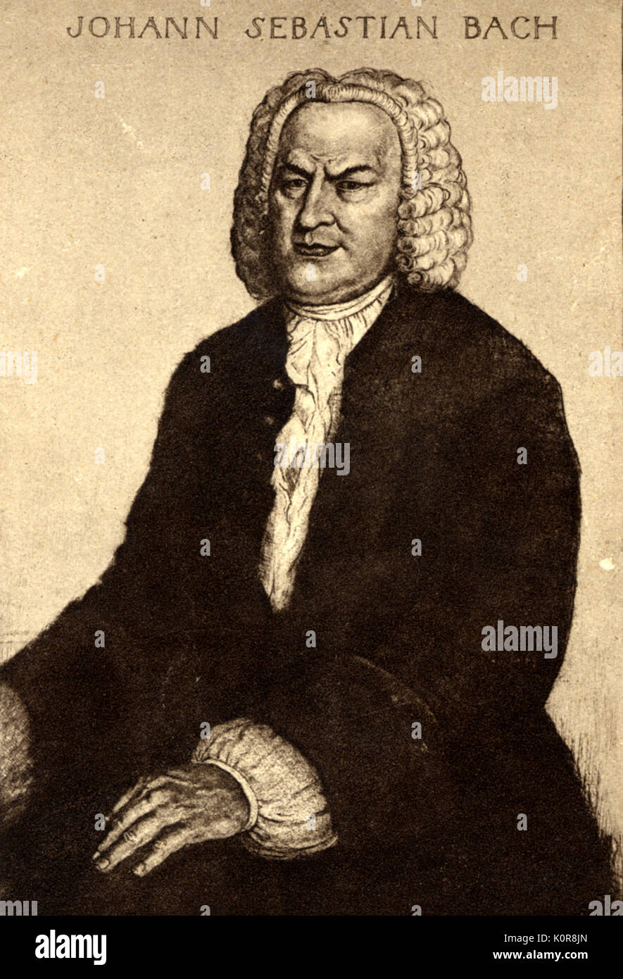 Johann Sebastian Bach- portrait. German composer & organist  1685-1750. Stock Photo