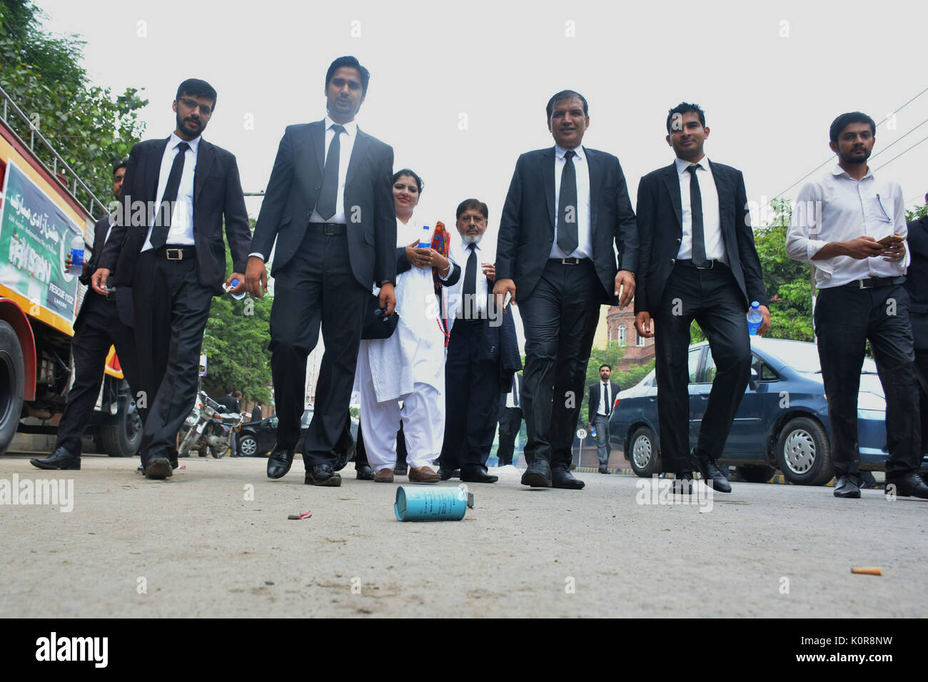 Pakistani Lawyers protest outside the Lahore High Court on August 22