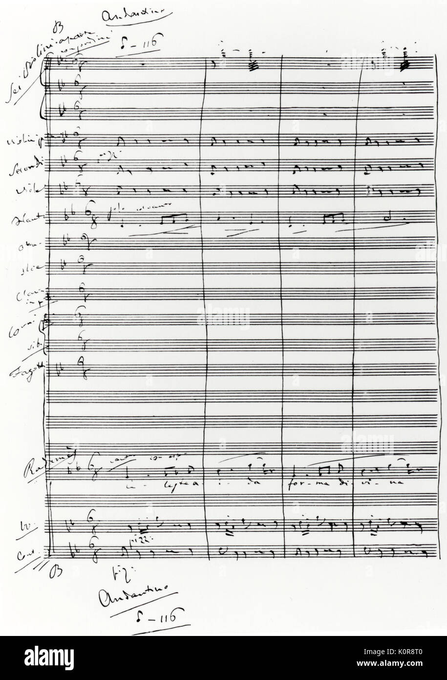 Giuseppe Verdi  - Verdi's handwritten 'Aida' score (Radames to Aida). Italian composer, 9 or 10 October 1813 - 27 January 1901. Stock Photo