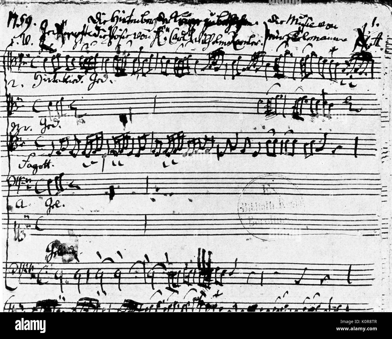 Telemann - Score 'Hirten bei der Krippe zu Bethlehem' German composer, 1681-1767 Stock Photo