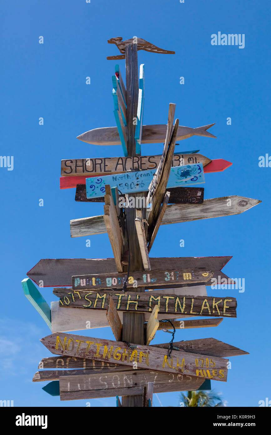 Funky signposts in Key West Florida Stock Photo