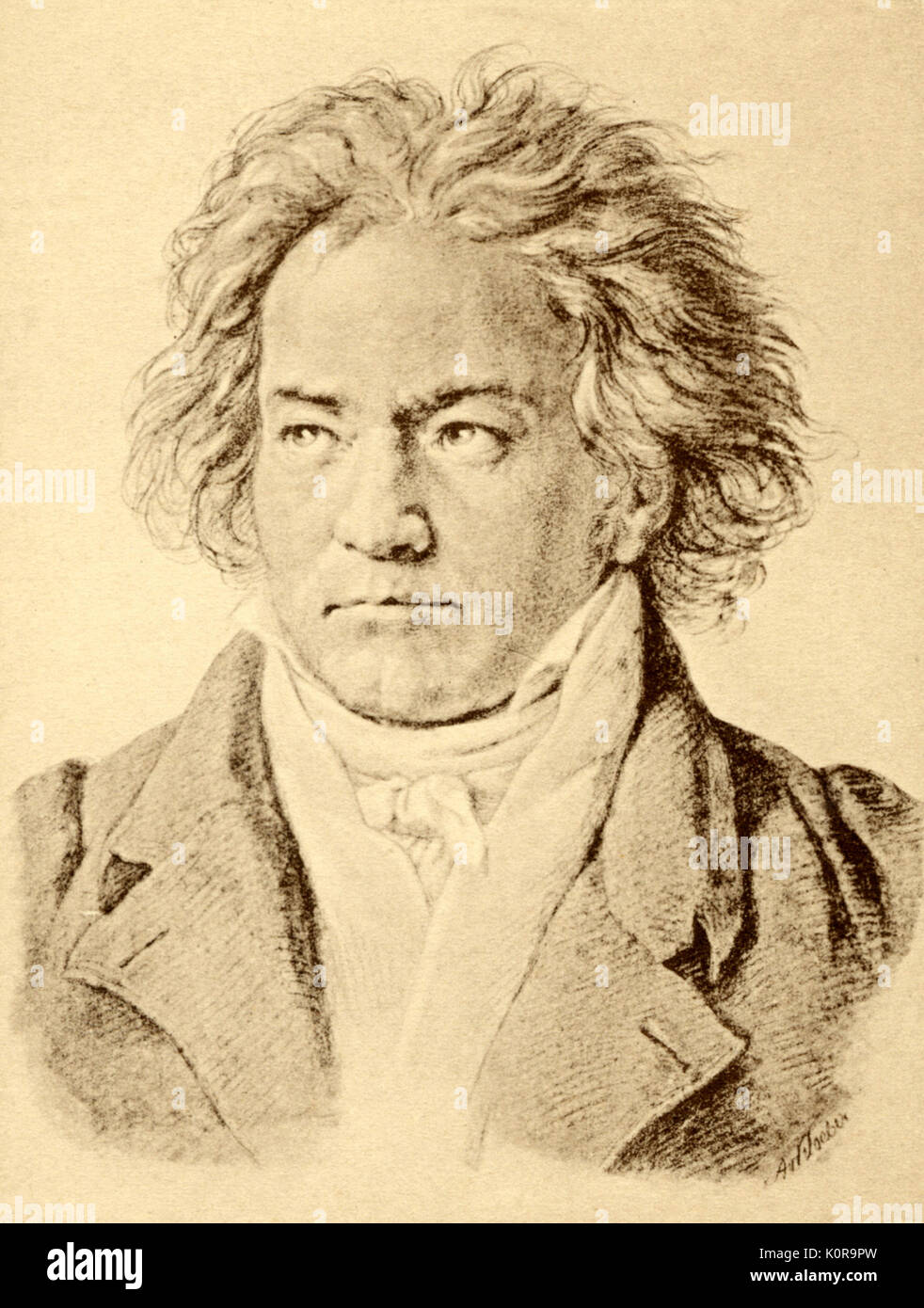 Ludwig van Beethoven - portrait of the German composer.  1818 by Kloeber 17 December  1770- 26 March 1827 Stock Photo