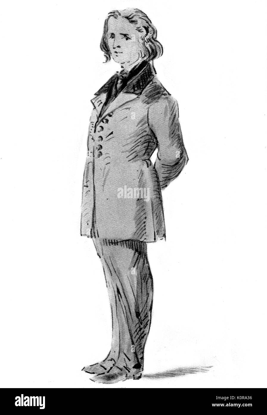 Franz Liszt - portrait.  Paris,  c.1837.  Hungarian pianist and composer. 22 October 1811 - 31 July 1886. Stock Photo