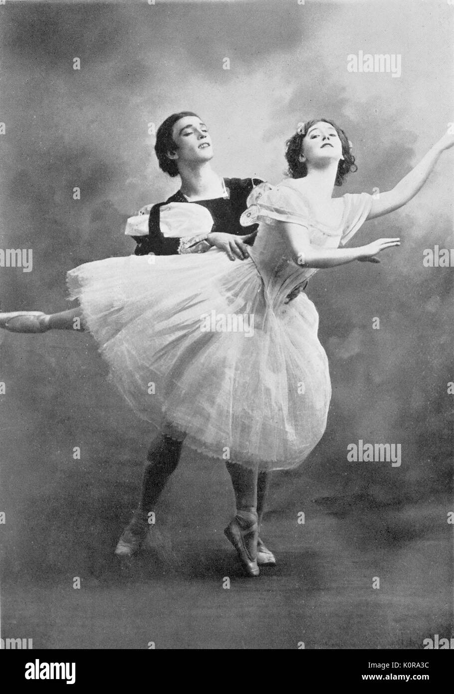 Vaslav Nijinksy & Tamara Karsavina - in Adolphe Adam 's ballet 'Giselle'. Russian-Polish-American dancer and choreographer: 17 December 1889 - 8 April 1950. Stock Photo