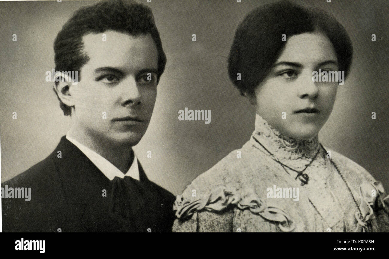 Bela Bartok aged  23  with his sister Elzával in 1904. Hungarian composer & pianist,  1881-1945 Stock Photo
