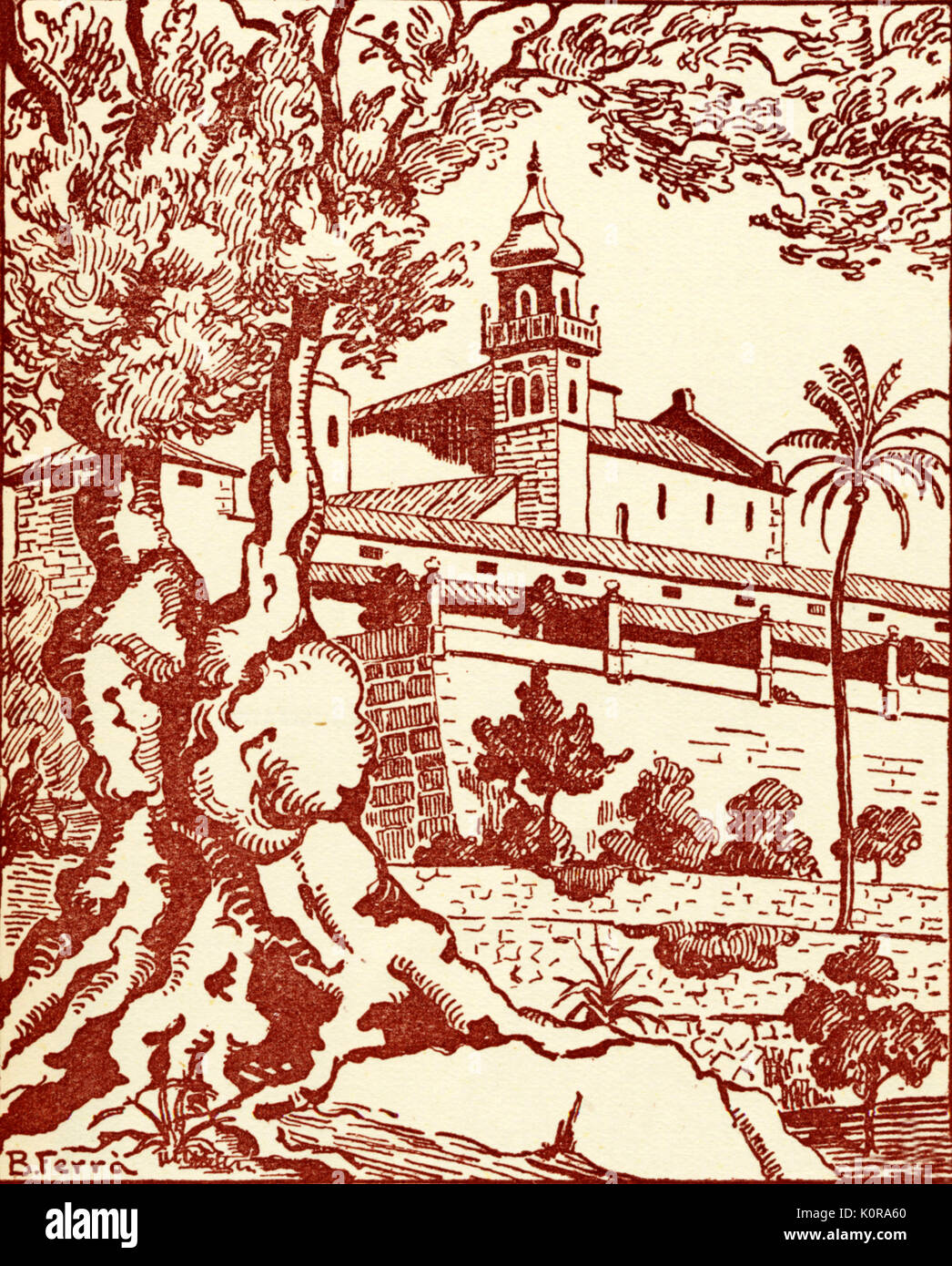 CHOPIN, Frederic - (1810-1849) The Cartuja of  Valldemosa / Valldemossa, in Majorca / Mallorca by Bartolome Ferra Stock Photo