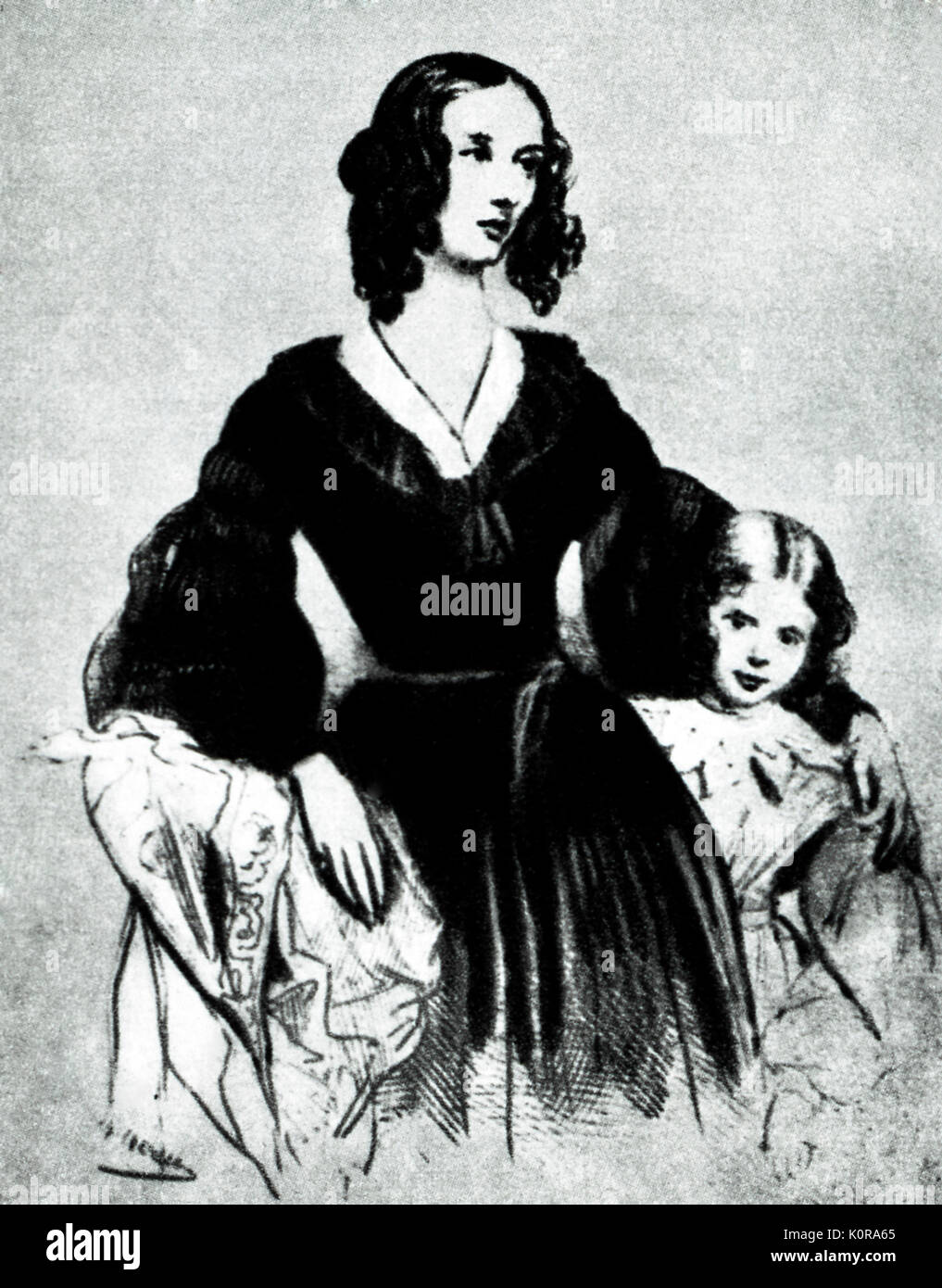 Portrait of Jane Stirling, by Archille Deveria. JS: b. 1804 - d. 1859, student and friend of Frédéric Chopin. Stock Photo