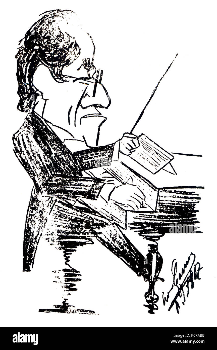 Gustav Mahler's caricature by Caruso Austrian composer, 1860-1911 Stock Photo