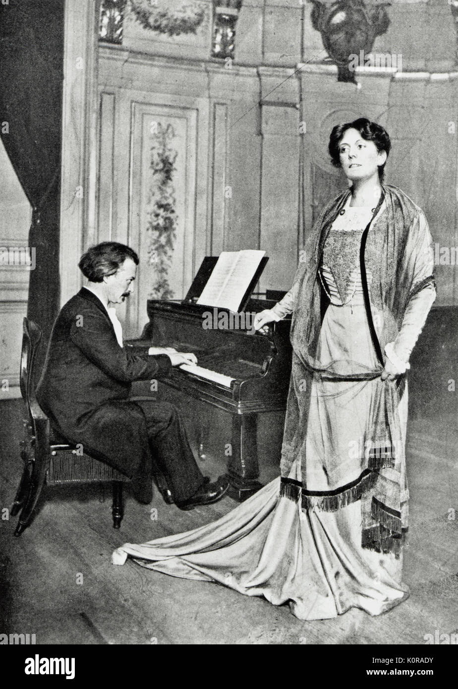 PADEREWSKI, Ignacy at piano & Jeanne Raunay singing his songs. Polish  pianist, composer and statesman (1860-1941 Stock Photo - Alamy