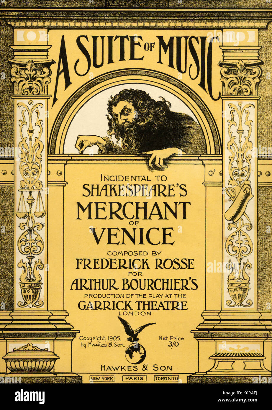 SHAKESPEAR s MERCHANT OF VENICE Title Page cover Of Score For Music 