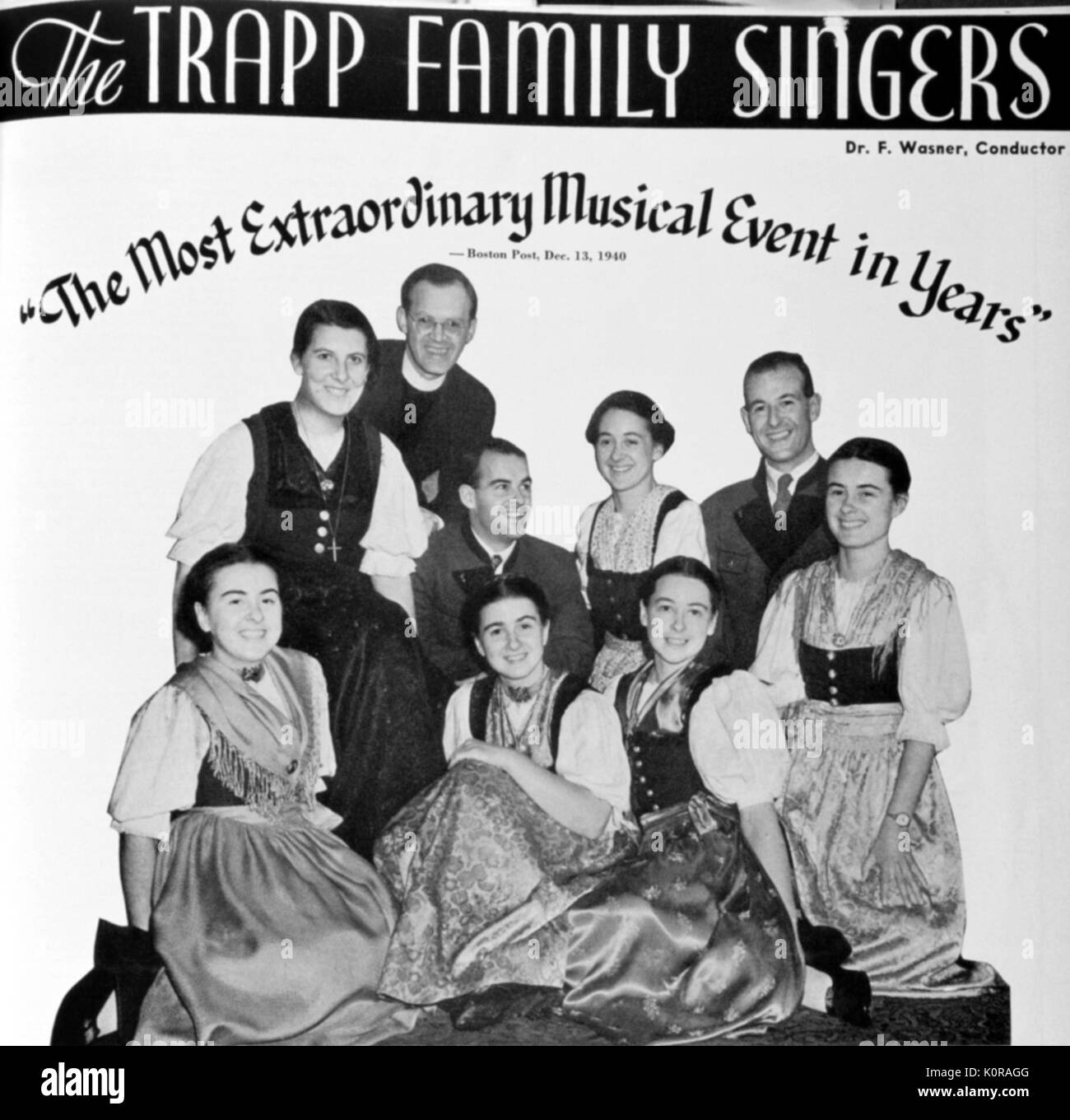 Trapp Family Singers on tour in America, 1941. Film  'The Sound of Music' was based on Maria Augusta Trapp's 'The Trapp Family Singers'. Stock Photo