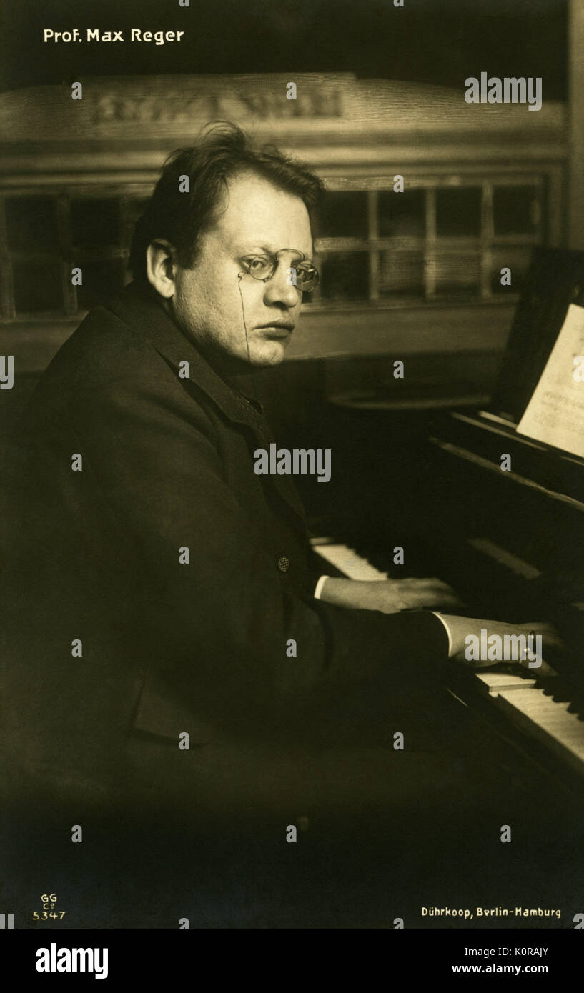 Max Reger at the piano. German composer, 1873-1916. Stock Photo