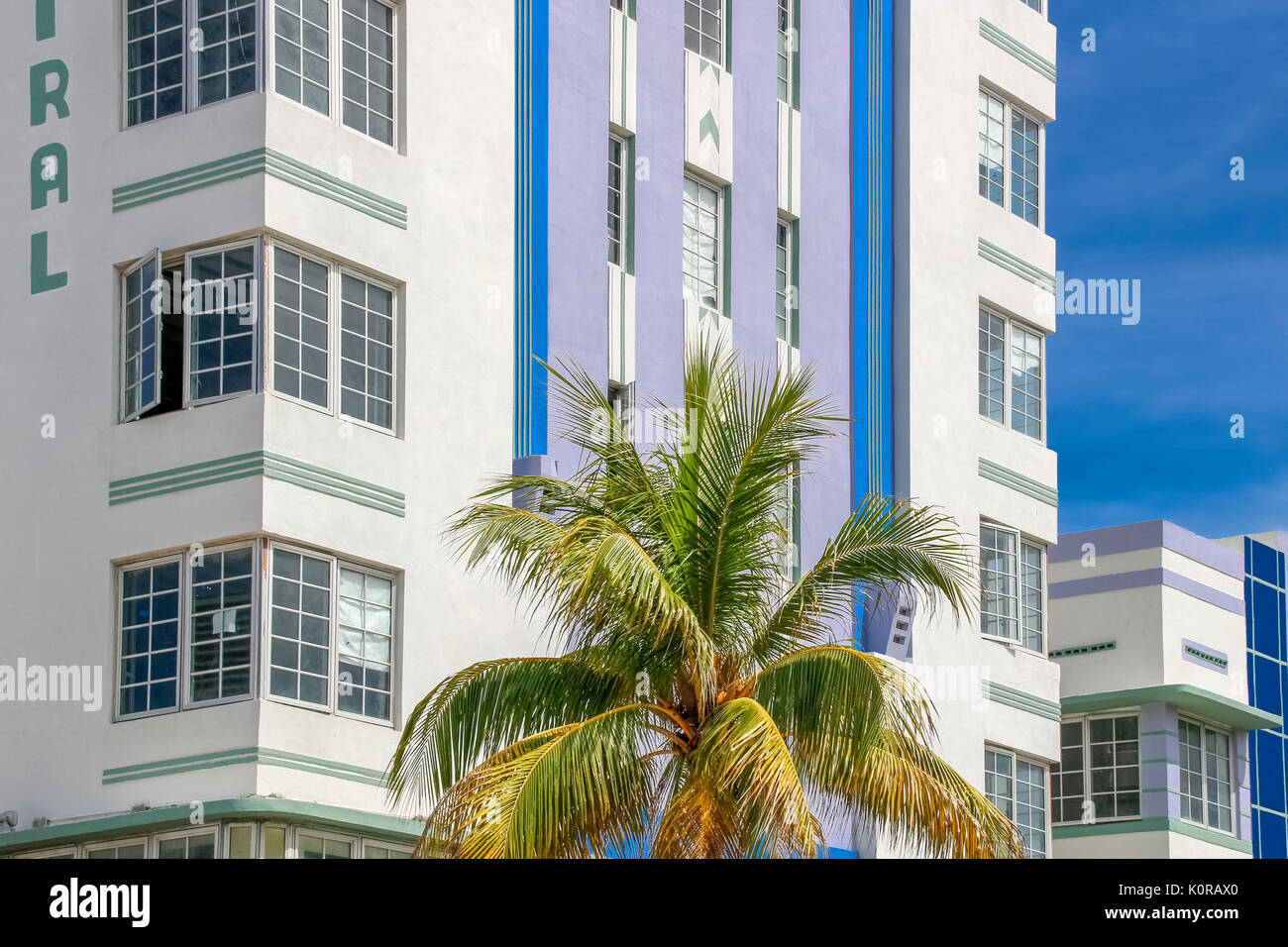 Art Deco buildings in Art Deco Historic District on Miami Beach Florida