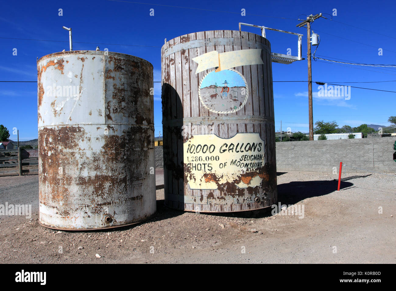 Old storage tanks Route 66 Seligman Arizona Stock Photo